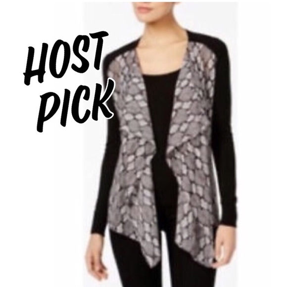 Michael Kors Sweaters - Michael Kors Snakeskin Open Draped Cardigan